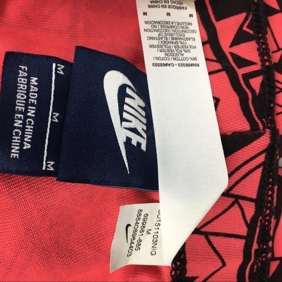 Nike Geometric Cotton Leggings Black and Pink M all-over logo Athleisure Cozy - Picture 3 of 6